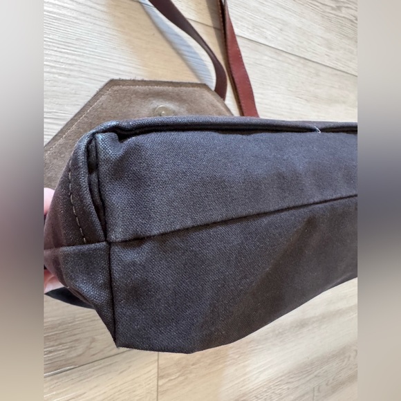 R RIVETER Bag Brown Leather Black Canvas Flap Crossbody Purse Handmade In USA - Picture 7 of 16